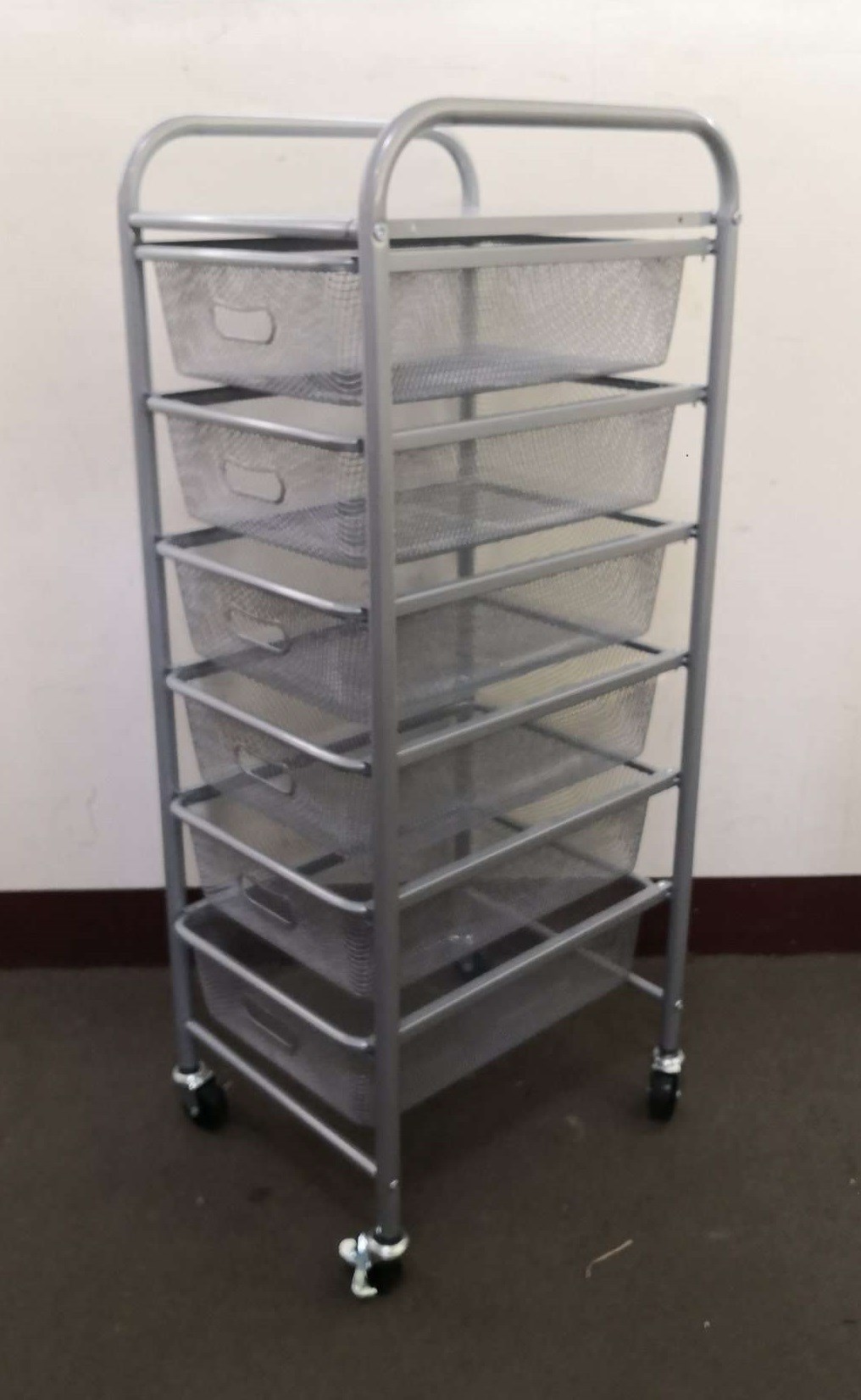 48-615   6-DRAWER ROLLING STORAGE CART (WIRE MESH)
