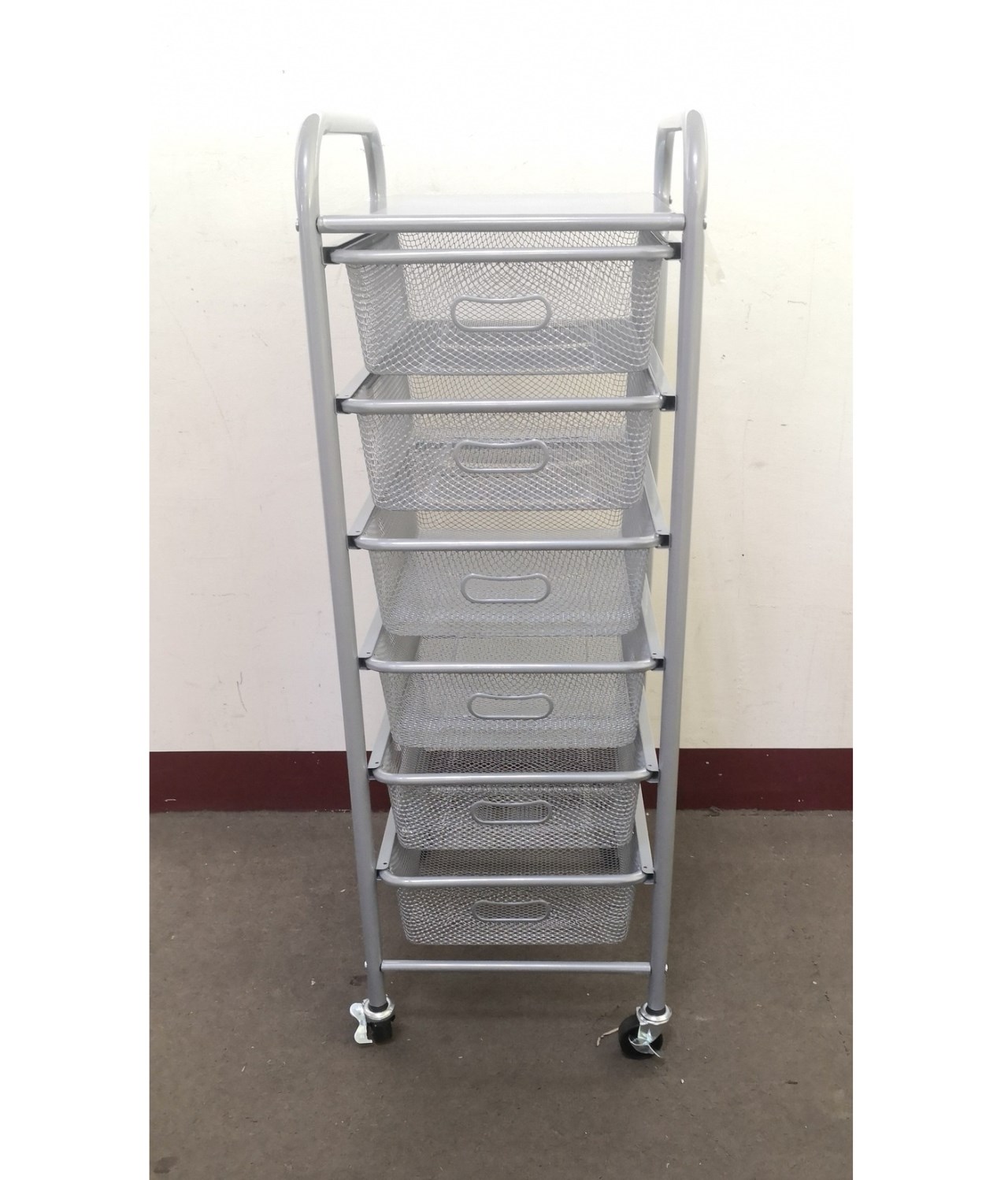 48-615   6-DRAWER ROLLING STORAGE CART (WIRE MESH)