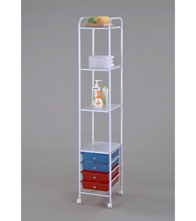 46-385 4 TIER SHELF WITH 4 DRAWERS STORAGE TROLLEY