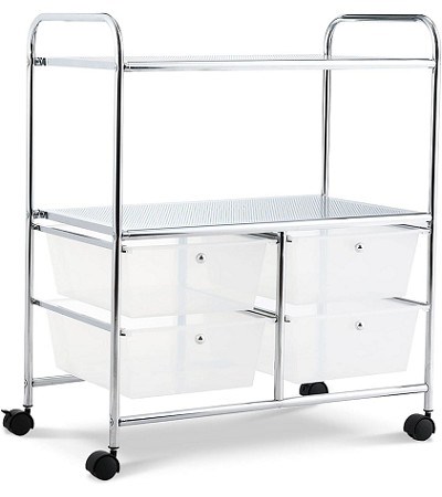 46-981 2 TIER SHELF W/4 DRAWERS STORAGE TROLLEY
