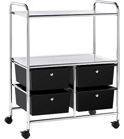 46-981 2 TIER SHELF W/4 DRAWERS STORAGE TROLLEY