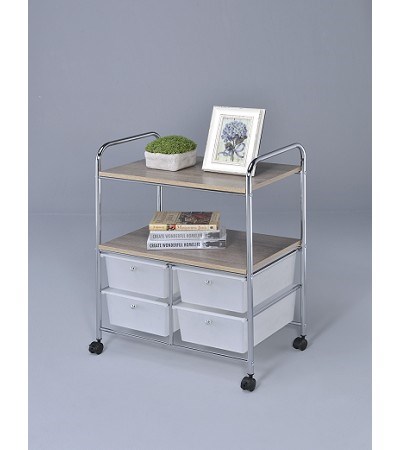 47-334 2 TIER SHELF W/4 DRAWERS STORAGE TROLLEY