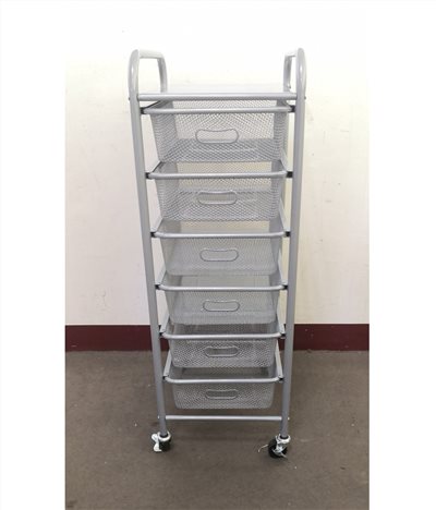 48-615   6-DRAWER ROLLING STORAGE CART (WIRE MESH)
