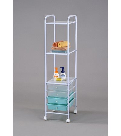 46-386 3 TIER SHELF WITH 4 DRAWERS STORAGE TROLLEY