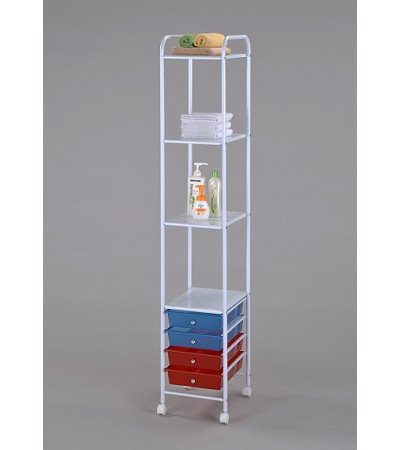 46-385 4 TIER SHELF WITH 4 DRAWERS STORAGE TROLLEY
