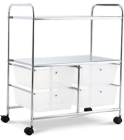 46-981 2 TIER SHELF W/4 DRAWERS STORAGE TROLLEY