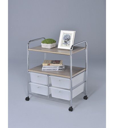 47-334 2 TIER SHELF W/4 DRAWERS STORAGE TROLLEY